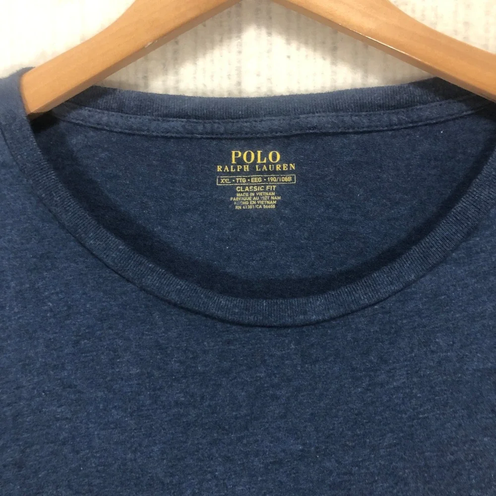 Polo Ralph Lauren Mens XXL Long Sleeve T-Shirt Navy Blue Classic Fit Cotton Pony